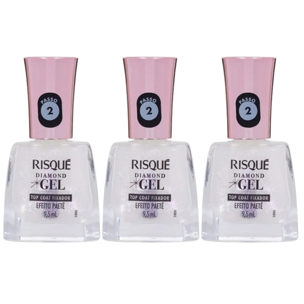 Top Coat Fixador Risque Diamond Gel Paete Kit com 3 Unidades | Shopee ...