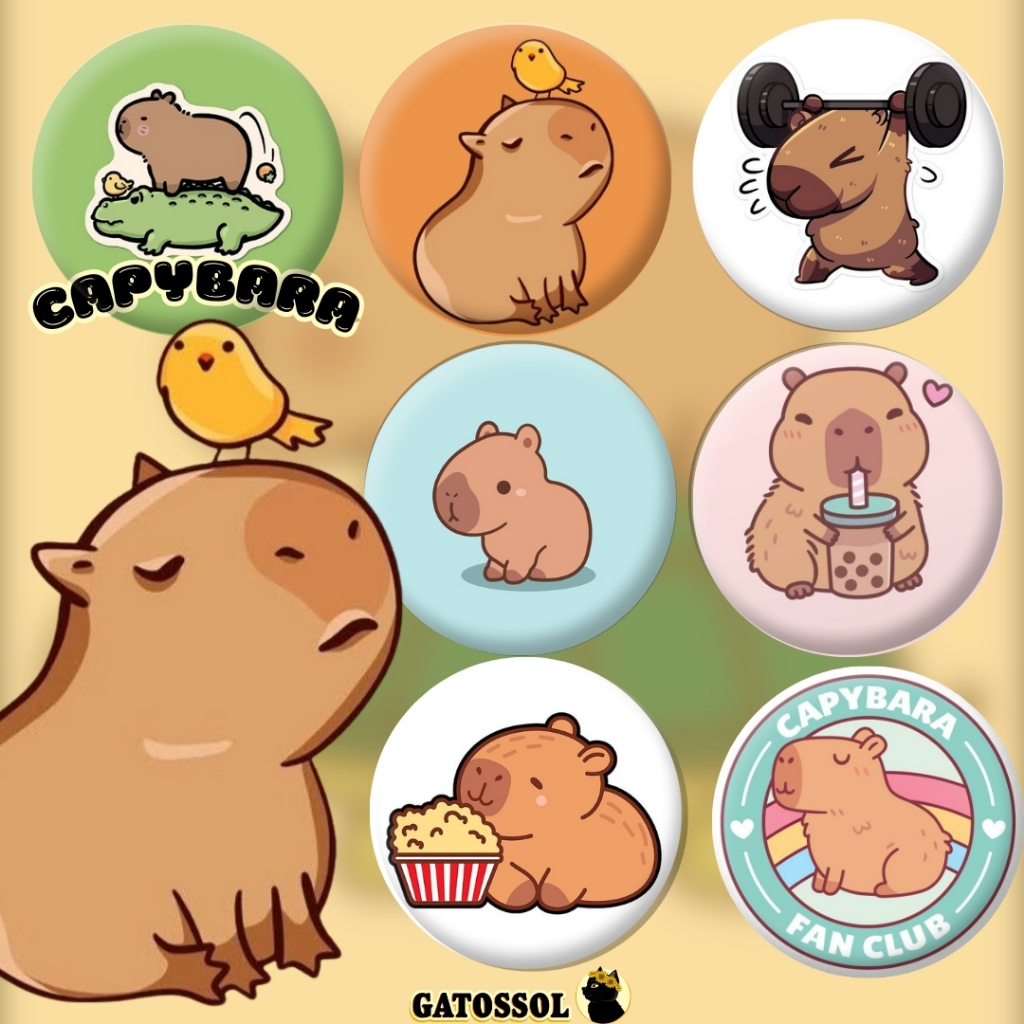CAPYBARA Capivara - Bottons 4,5 cm - Bottom/botton - Boton - Broche ...