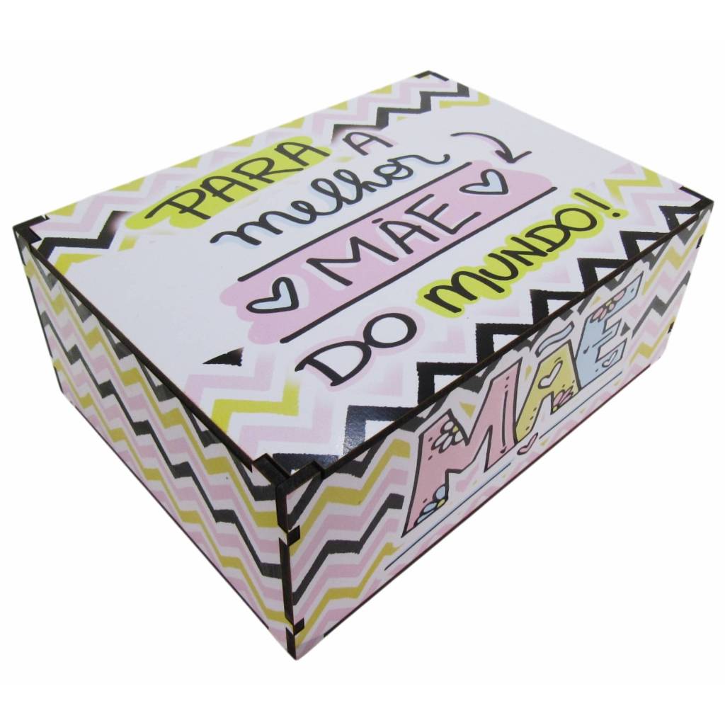 Caixa Presente Organizadora Dia Das Mães Para A Melhor Mãe Do Mundo 23x17x9 Cm Mdf em Oferta na Shopee