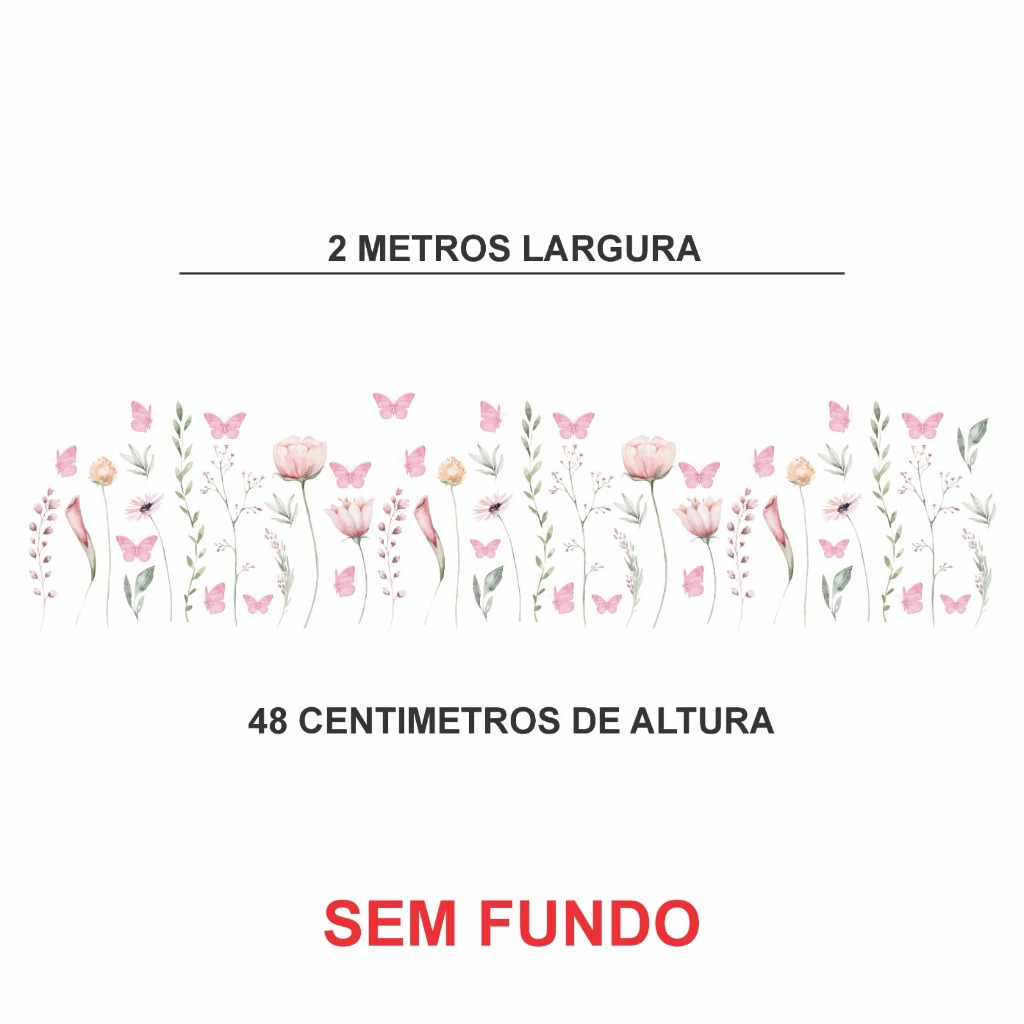 Adesivo de parede infantil Jardim Tulipa suspenso 2 metros fundo vazado - Algidecor