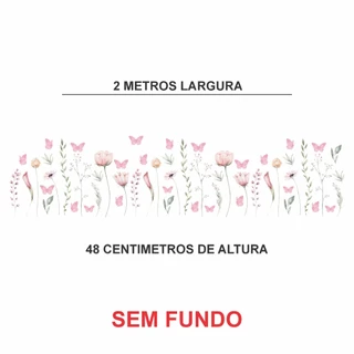 Adesivo de parede infantil Jardim Tulipa suspenso 2 metros fundo vazado - Algidecor