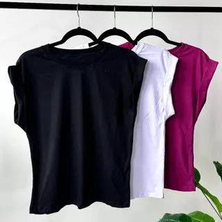 Kit 3 Regatas Femininas Muscle Tee T-Shirt 100% Algodão Básica