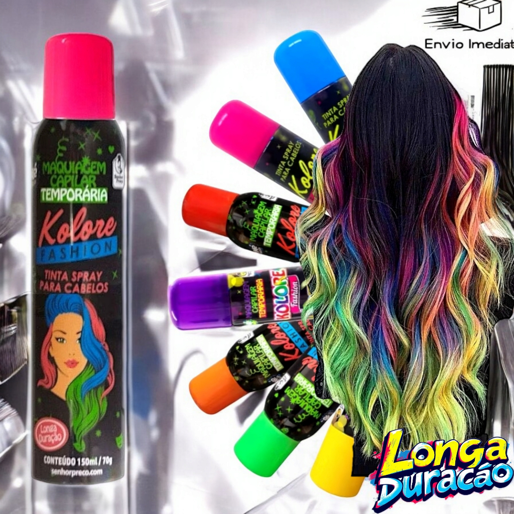 Spray de Tinta Temporária Kolore para Cabelos - 150ml Festa Eventos ...