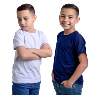Kit 2 Camisetas Infantil Menino Escolar Volta as Aulas Manga Curta Básica Lisa Tamanho 2 ao 12, Camisa 100% algodão