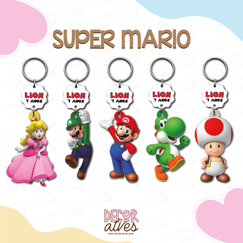 Super Mário Personagens - Chaveiro Personalizado MDF brilhoso Lembrancinha infantil em Oferta na Shopee