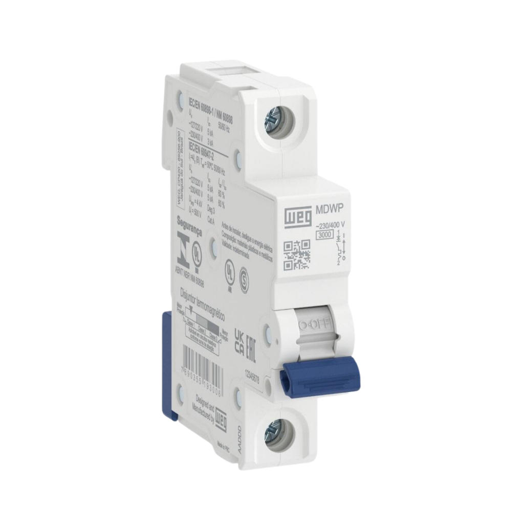 Disjuntor Monopolar/Monofásico 10A Din WEG Curva C Unipolar