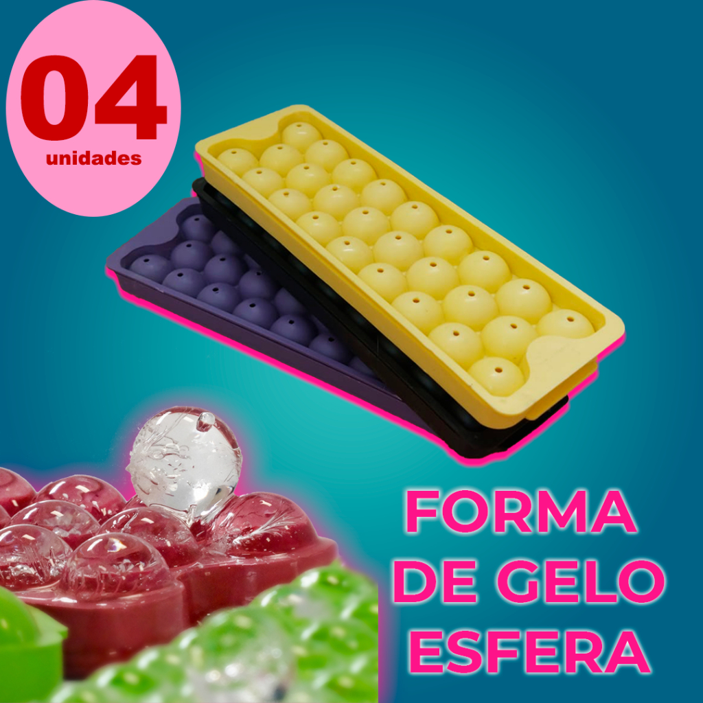 Kit 4 formas de gelo formato esfera bebidas whisky bolinha organizador geladeira