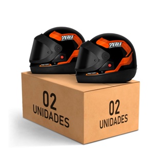 Kit Capacete Fechado Moto Masculino Feminino Pro Tork Sport Moto 788 Viseira Fumê Automático Laranja