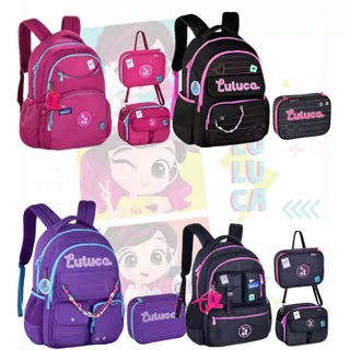 KIT Mochila Escolar Luluca Original Feminina