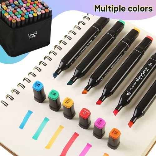 Estojo Kit De Canetinhas Ponta Dupla Escolar e Artístico Pintura