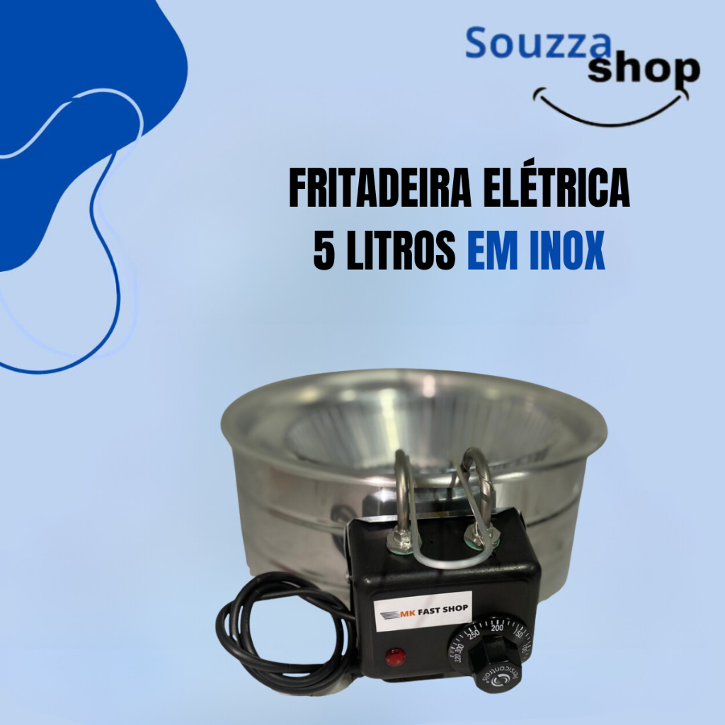 Fritadeira Elétrica em inox redonda tacho 5 litros profissio