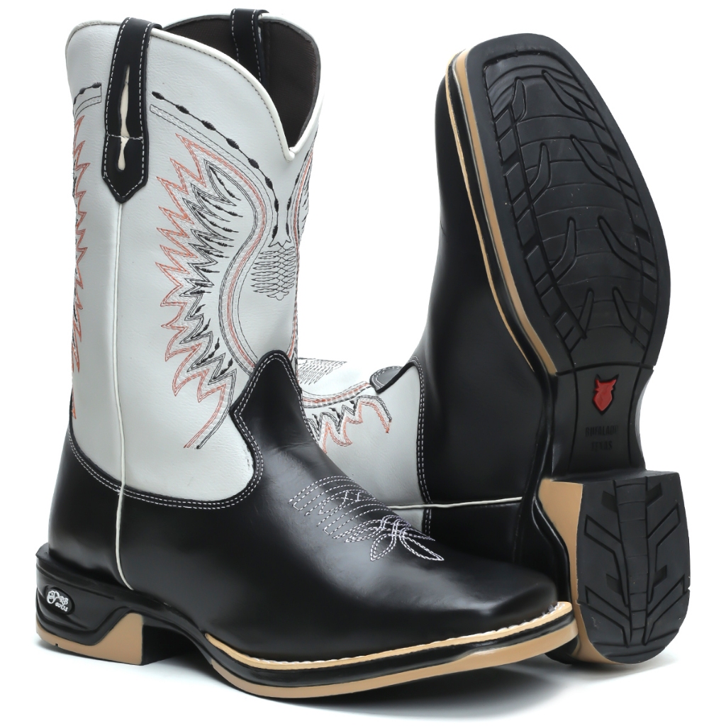 Bota Botina Texana Country Masculina Couro Rodeio CANO ALTO | Shopee Brasil