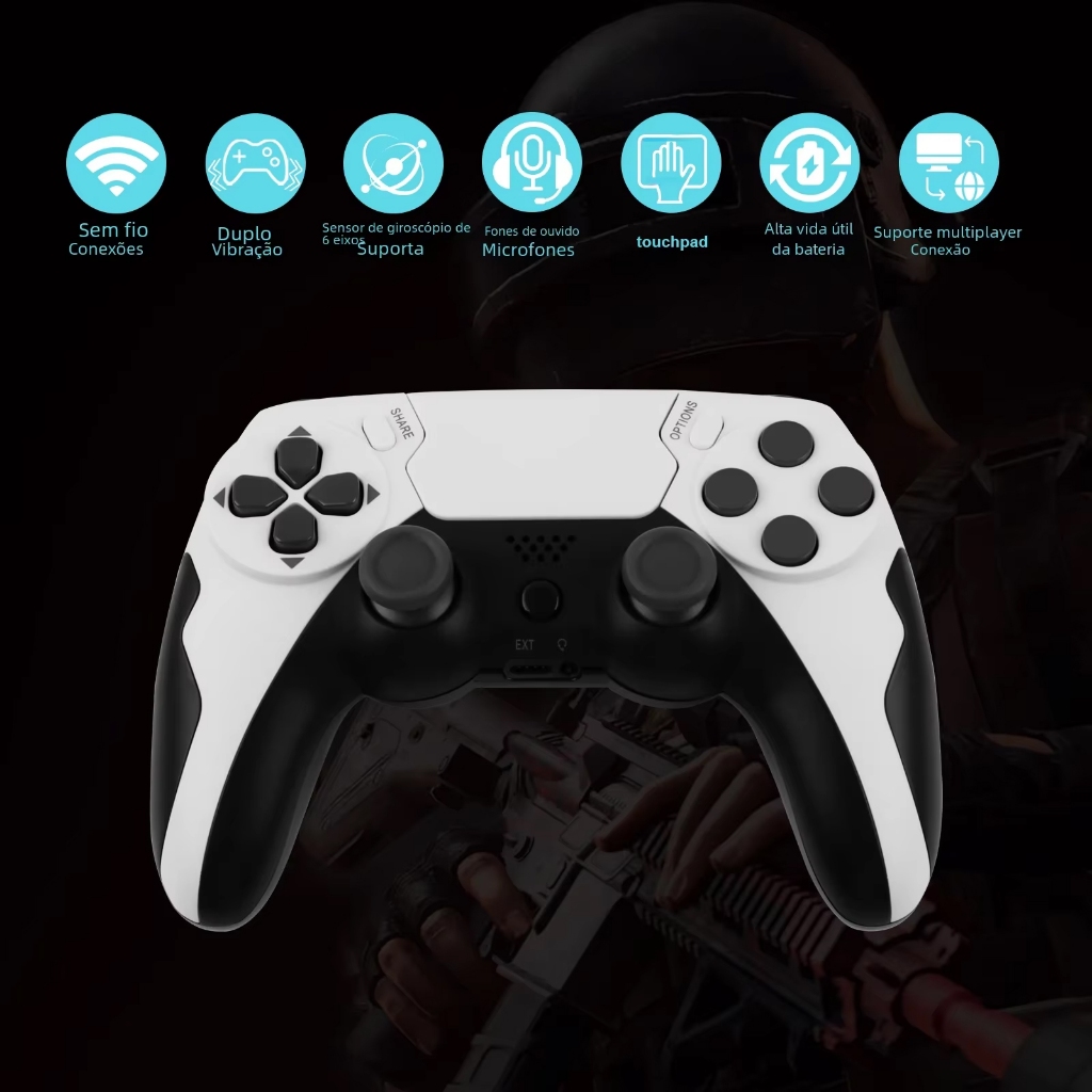 Gamepad P48 GAMINJA Sem Fio Com Giroscópio de 6 Eixos, Controle