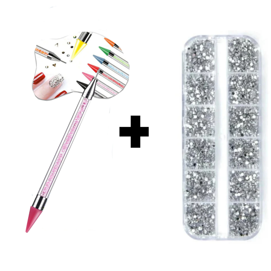 kit com Estojo Kit Strass Prata + Caneta Pega Strass | Shopee Brasil