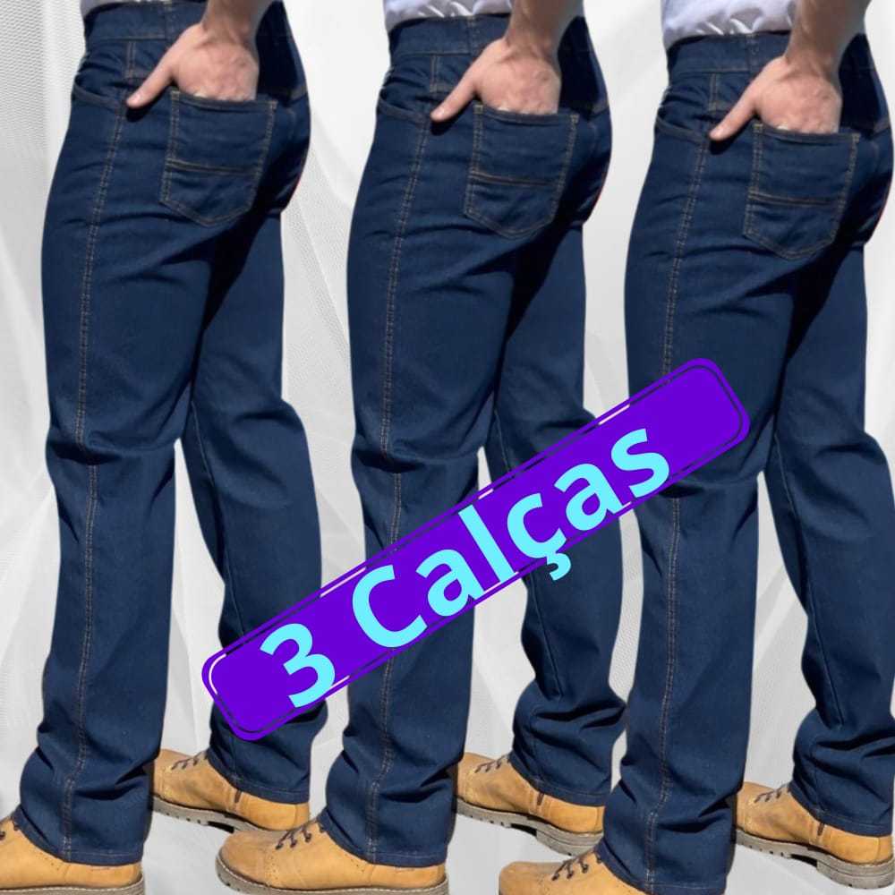 KIT CALÇA JEANS MASCULINA TRADICIONAL COM ELASTANO Q ESTICA PARA TRABALHO  TRADICIONAL 36 AO 56