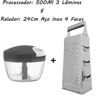 Processador 500Ml 3 Lâminas Manual Alimentos Triturador E 24Cm Ralador Inox 4 Faces Resistente em Oferta na Shopee