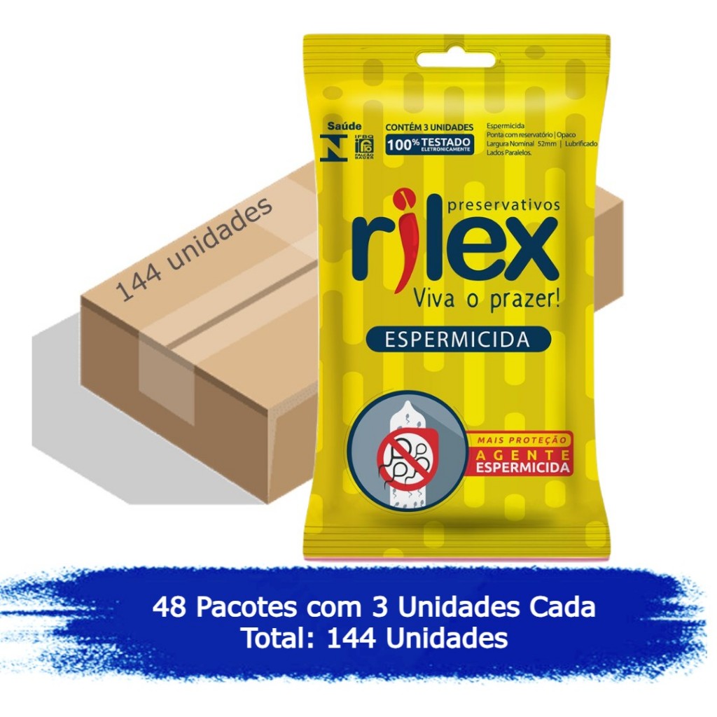 Camisinha Preservativo Espermicida Rilex Caixa 144 Unidades 48x3 ...