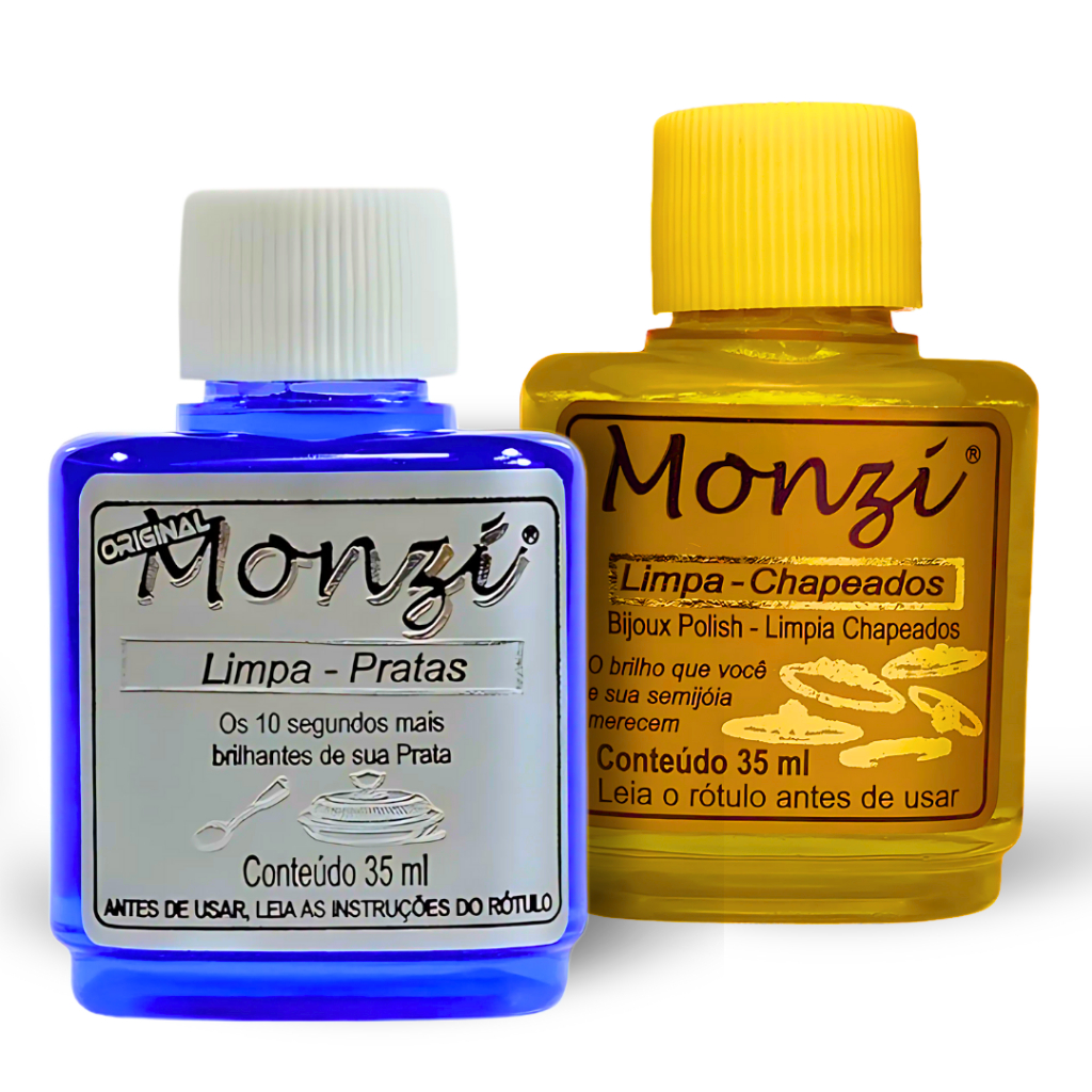 Kit 2 Monzi Limpa Prata e Chapeados Bijuterias 35ml Limpeza e ...