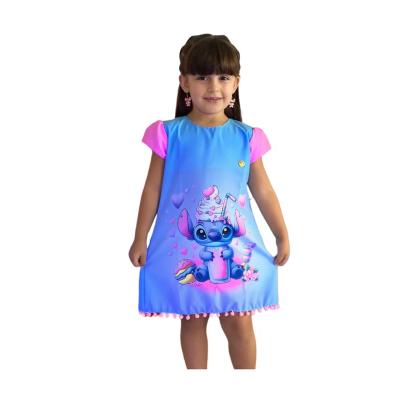 Vestido infantil Lilo Stitch roupa neon brilha escuro na luz negra ...