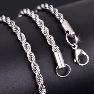 Corrente + Pulseira Masculina Fininha Aço Inox Prata Brilhante Não Escurece Enferruja Colar Cordão