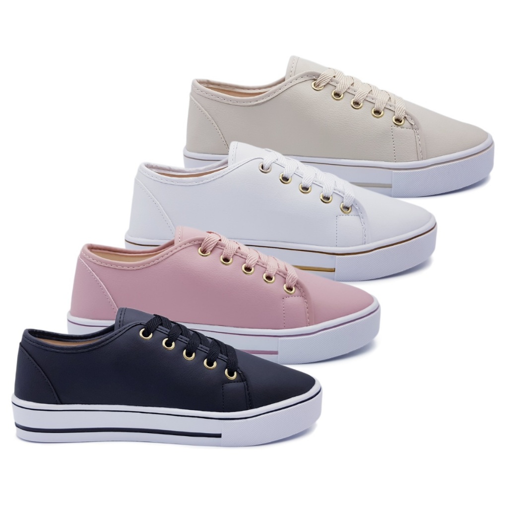 Kit Pares Tênis Feminino Casual Básico Sapatenis Sapato Leve