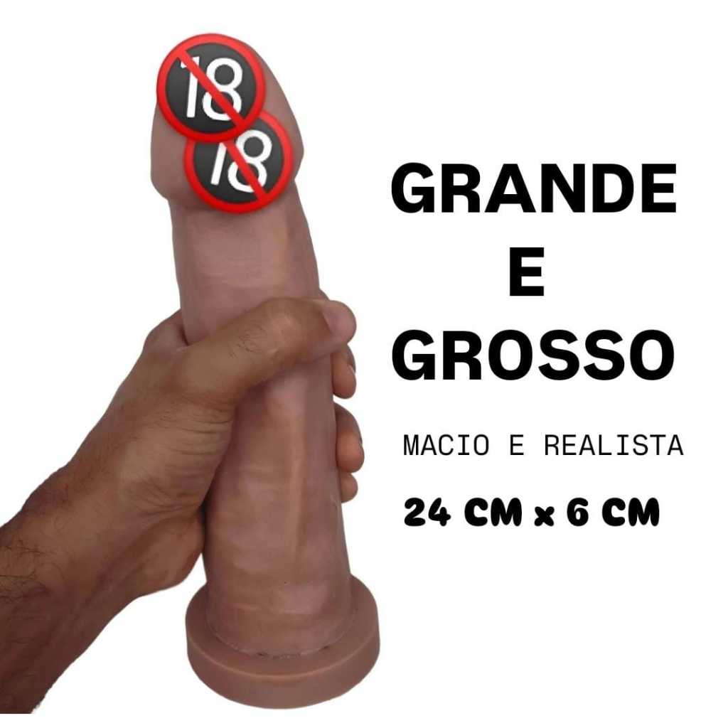 Pênis Grande Grosso Cabeçudo Torpedo Macio Realísta 24 x 6 cm SEX SHOP