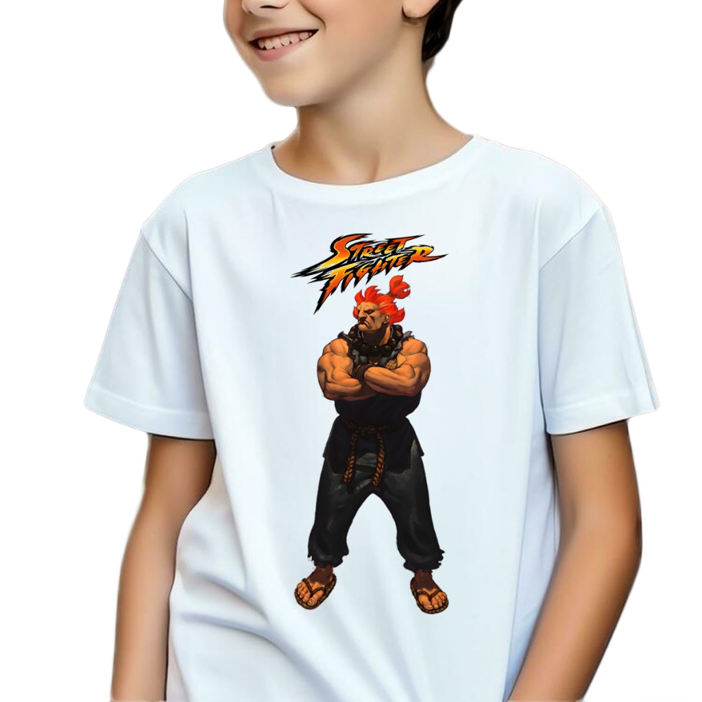 Ryu e Ken street fighter camiseta infantil 2 ao 12 Blanka Zangief