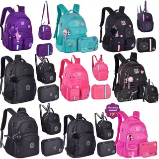 Kit Mochila RB Rebecca Bonbon Escolar Lancheira Estojo Notebook Reforçada Resistente Lançamento