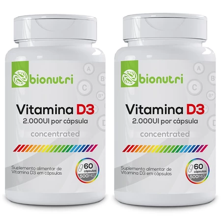 Kit 2x Vitamina D3 2.000UI Concentrado 60 Capsulas Bionutri