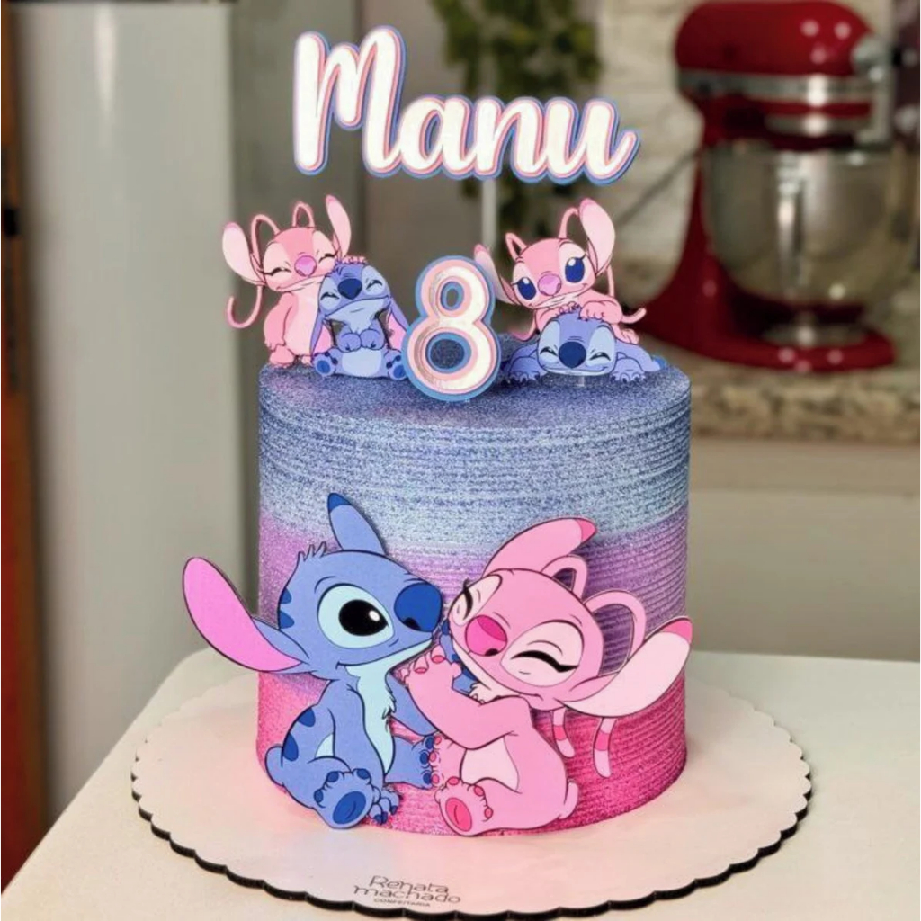 Topo de bolo stitch e Angel 3 D | Shopee Brasil