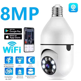 Câmera de Segurança WiFi Lâmpada E27 360° Inteligente Visão Noturna Vigilância Residencial CCTV