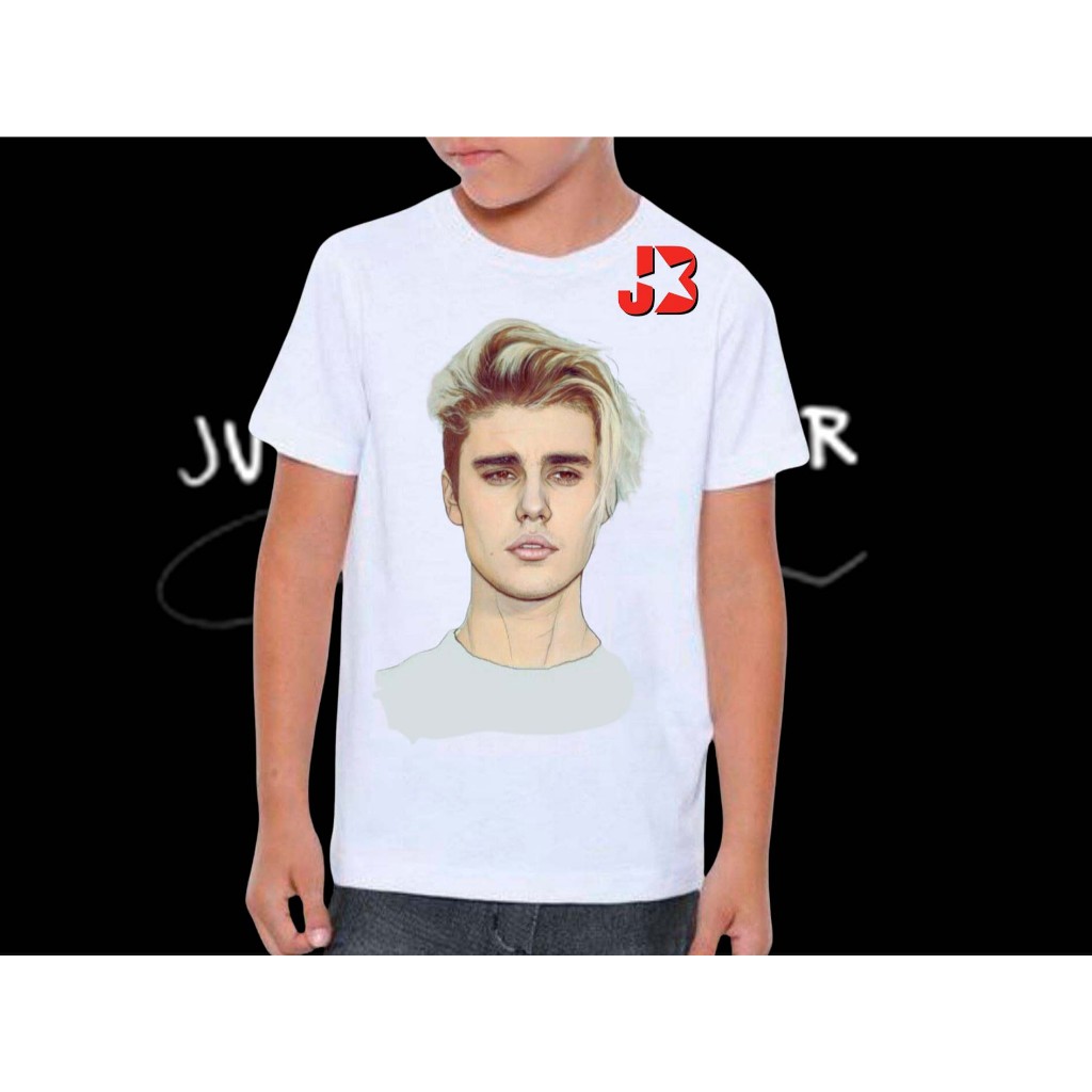 Camiseta branca algodão unissex adulto e infantil t-shirt Justin