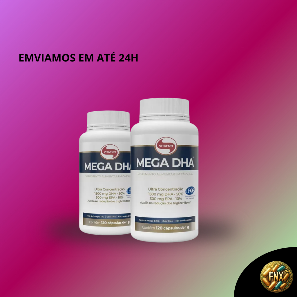 2 Potes Mega DHA 120 cápsulas Vitafor - Ômega 3 | Shopee Brasil