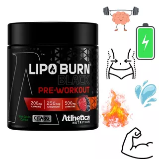 Thermogênico e Pré Treino Função 3 em 1 Lipo Burn Black Atlhetica 200g