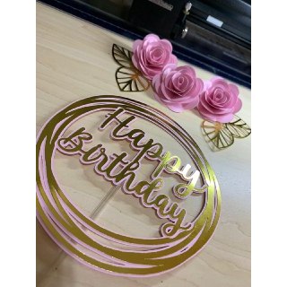 Topo/Topper de bolo Personalizado flores rosa | Shopee Brasil