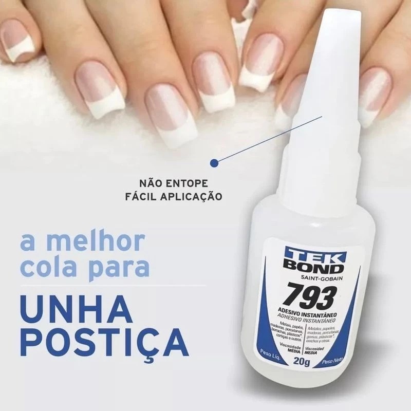 Kit 5 Cola Instantânea Tek Bond 793 32g / Unha Para Postiça/Fibra e ...