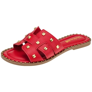 Sandália Feminina Rasteira Rasteirinha Shekinah Sola Tachas Cravo Spike Moda Macia