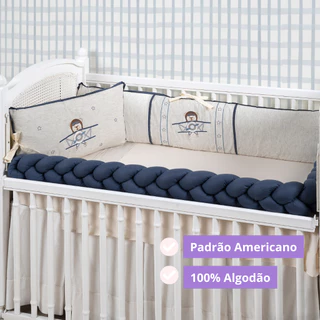 Kit Berço em Linho 08 Peças Completo Enxoval Menina Menino Vários Modelos