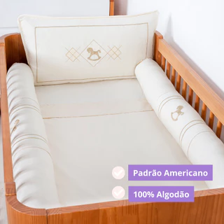 Kit Berço Americano Linho 08 Peças Algodão Amamentação Cavalinho Brubrelel Baby em Oferta na Shopee