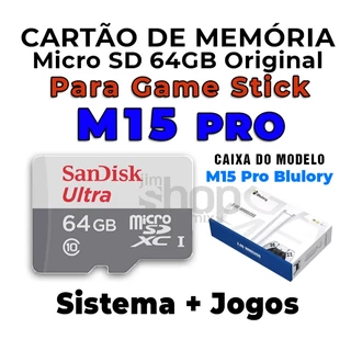 Cartão de Memória MicroSD 64GB Original +Sistema P/ GameStick M15 Pro +Jogos - Envio Imediato