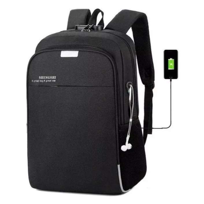 Mochila Executiva Anti-furto - USB E Cadeado - Impermeável - Para Notebook Até 19" - Poliéster Reforçado