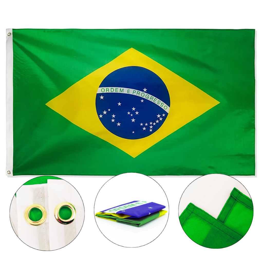 Bandeira Do Brasil Oficial Dupla Face 90 X 60cm com ilhos | Shopee Brasil