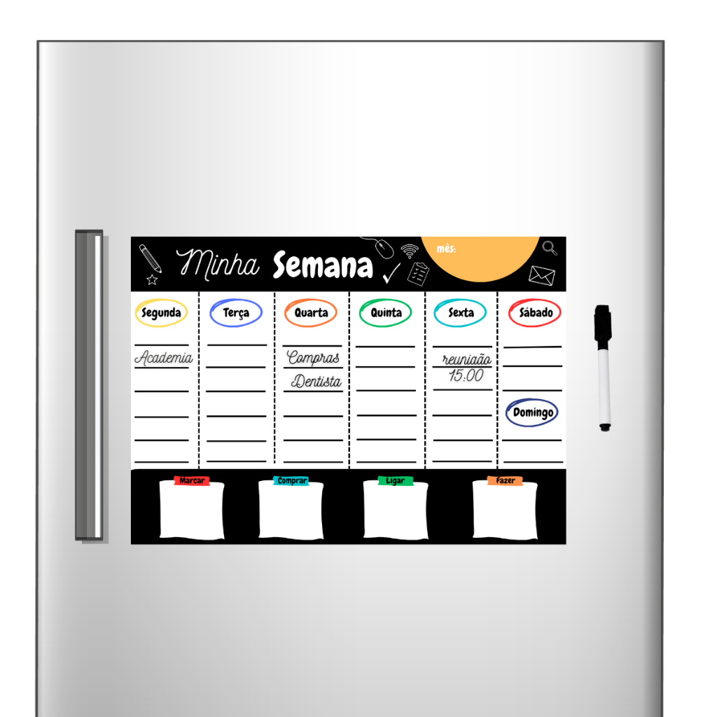 Planner Magnético Anotações Imã de Geladeira - Lousa Semanal | Shopee ...