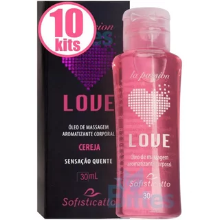 KIT 10 ÓLEO PARA MASSAGEM CEREJA SOFISTICATTO COSMÉTICOS LOVE SEXSHOP 30 ML