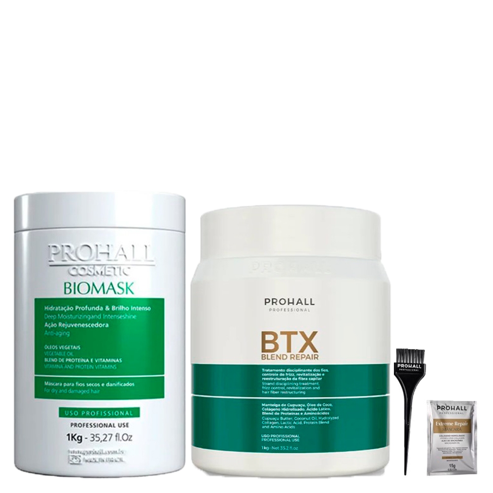 Prohall Kit Biomask 1kg e Btx Blend Sem Formol 1kg | Shopee Brasil