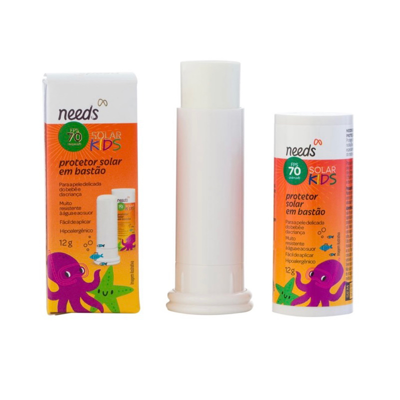 Protetor Solar Infantil Needs Kids FPS 70 Bastão sem Cor 12g Needs ...