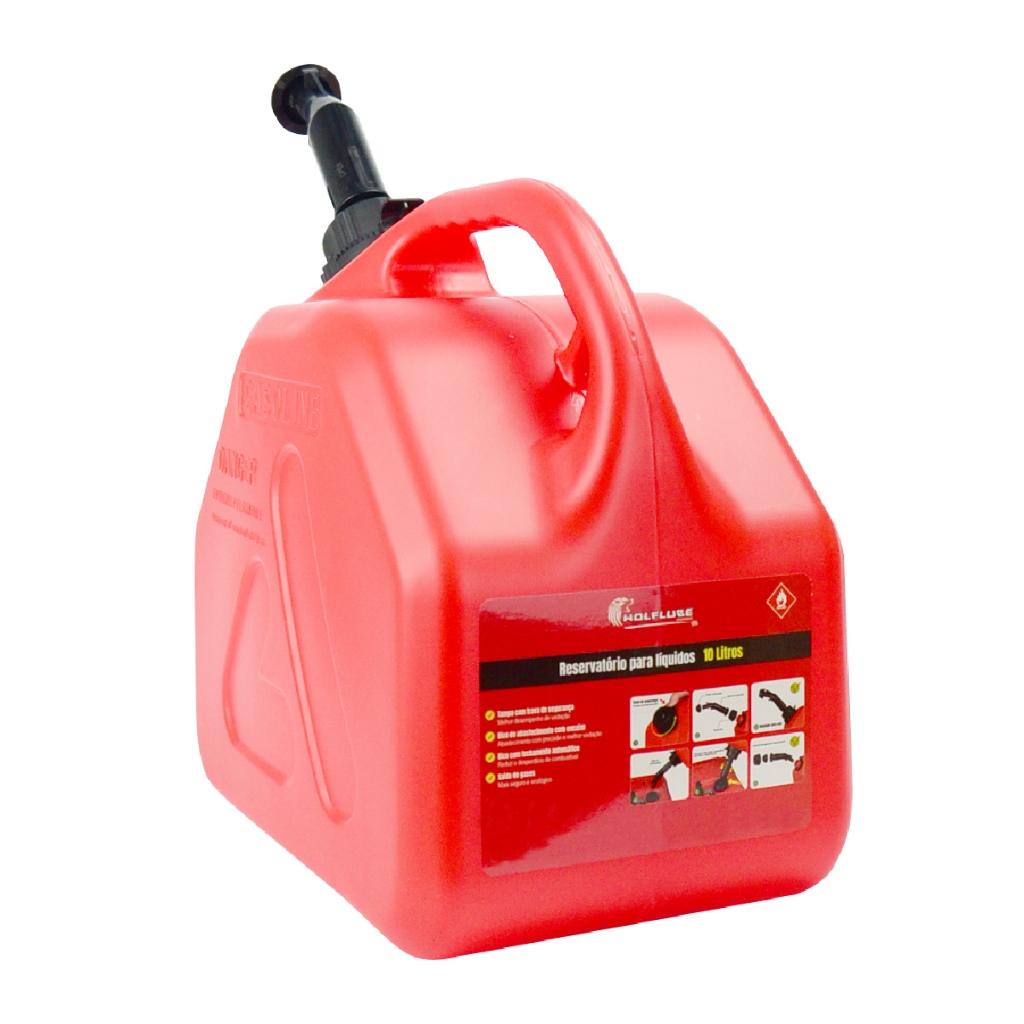 Galão Tanque De Gasolina Combustível 10 Litros C/ Bico Abastecimento ...