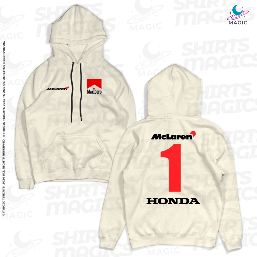Moletom Canguru Casaco F1 #1 Mclaren Honda Retrô fórmula 1 100