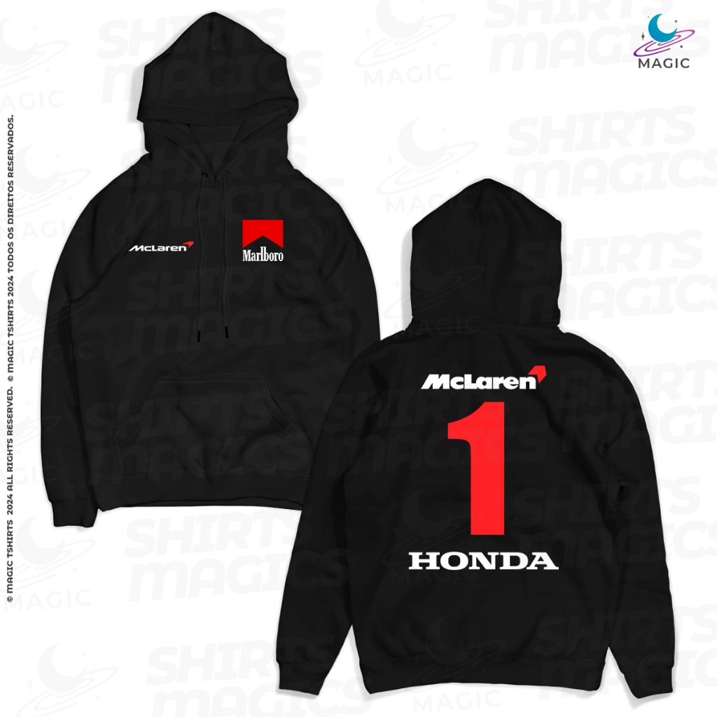 Moletom Canguru Casaco F1 #1 Mclaren Honda Retrô fórmula 1 100