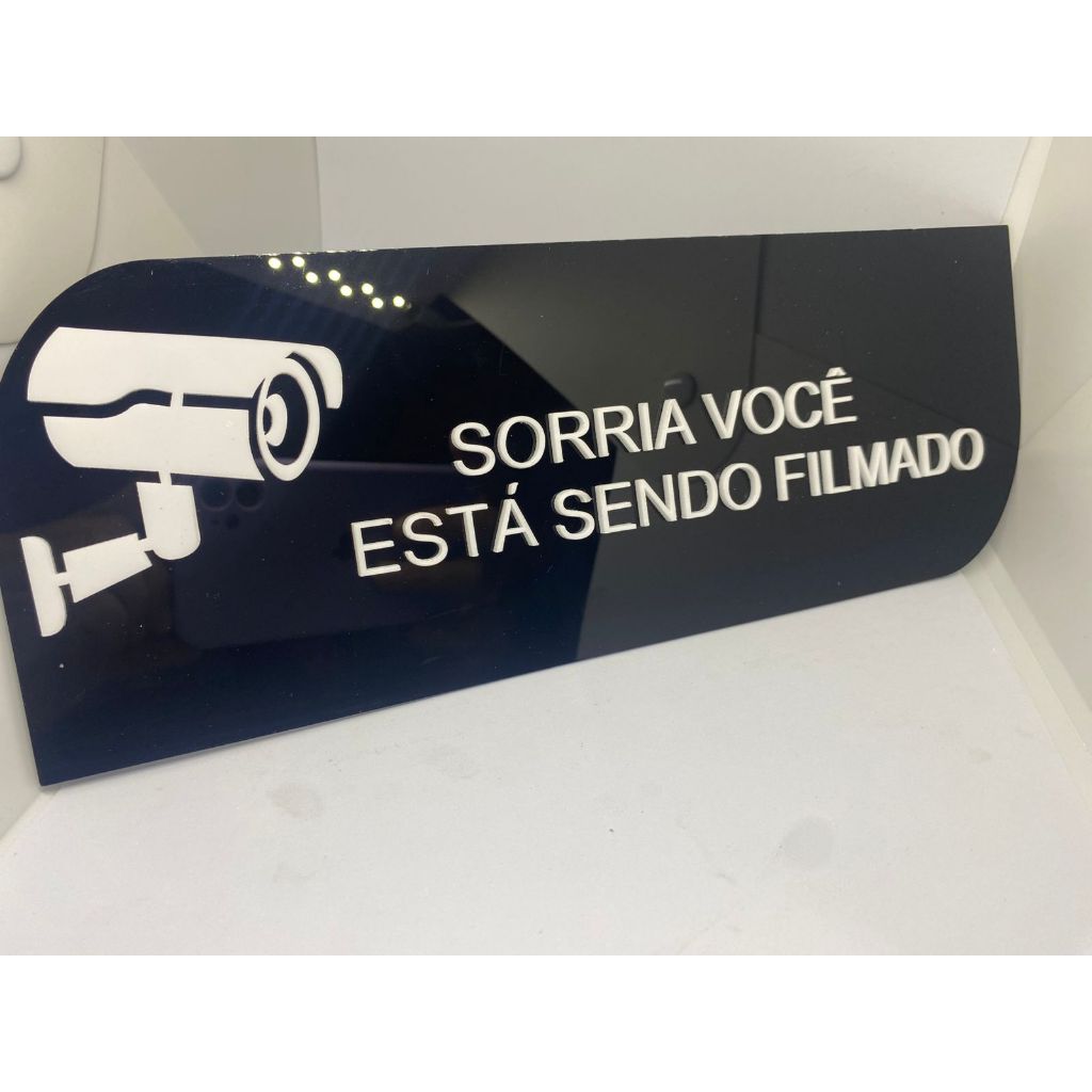 Placa de Sinalização Indicativa Acrílico - Você está sendo filmado ...
